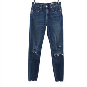 Rag & Bone Nina High Rise Ankle‎ Skinny Jeans Womens 26 Medium Distressed Denim